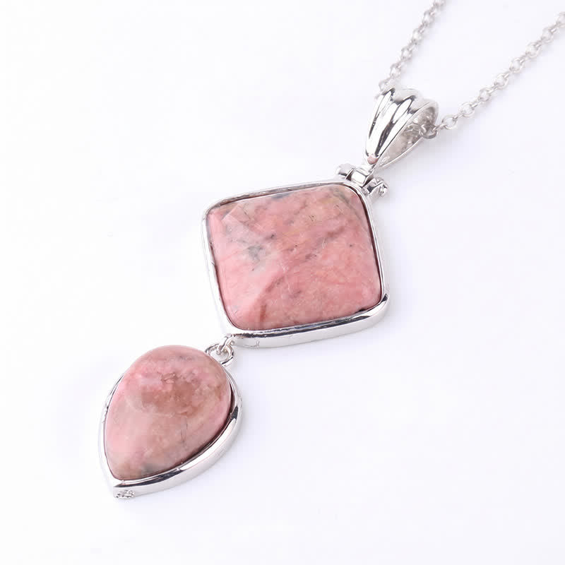 Buddha Stones Natuurstenen opaal dubbele hanger rustgevende Ketting - Rhodonite - image 32