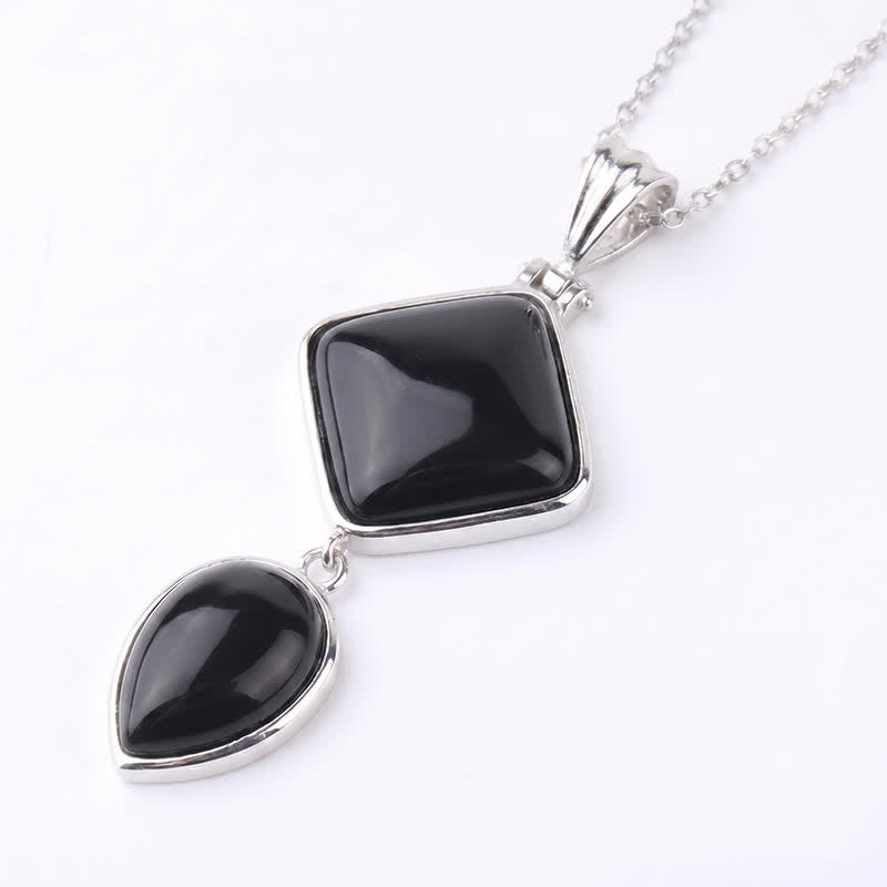 Buddha Stones Natuurstenen opaal dubbele hanger rustgevende Ketting - Zwarte onyx - image 22