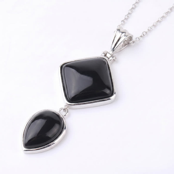 Buddha Stones Natuurstenen opaal dubbele hanger rustgevende Ketting - Zwarte onyx - image 22