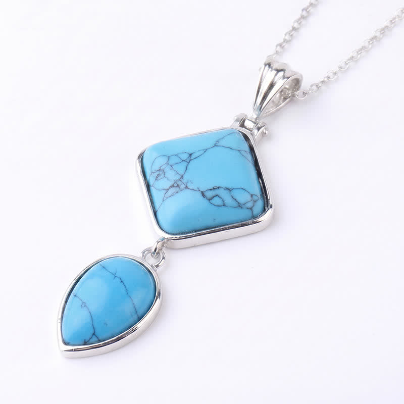 Buddha Stones Natuurstenen opaal dubbele hanger rustgevende Ketting - Blauw turkoois - image 36