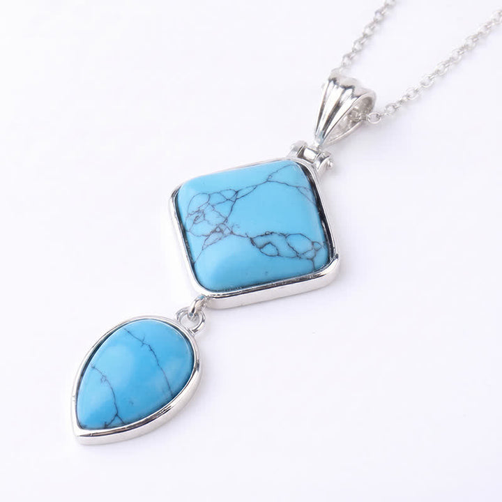Buddha Stones Natuurstenen opaal dubbele hanger rustgevende Ketting - Blauw turkoois - image 36
