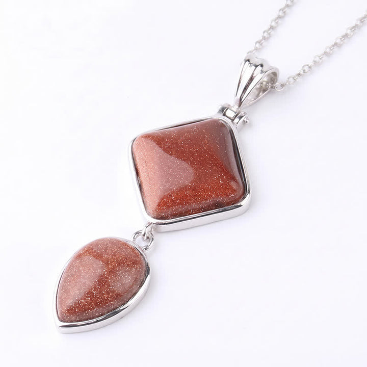 Buddha Stones Natuurstenen opaal dubbele hanger rustgevende Ketting - Goudsteen - image 16