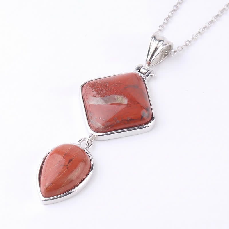 Buddha Stones Natuurstenen opaal dubbele hanger rustgevende Ketting - Rode jaspis - image 20