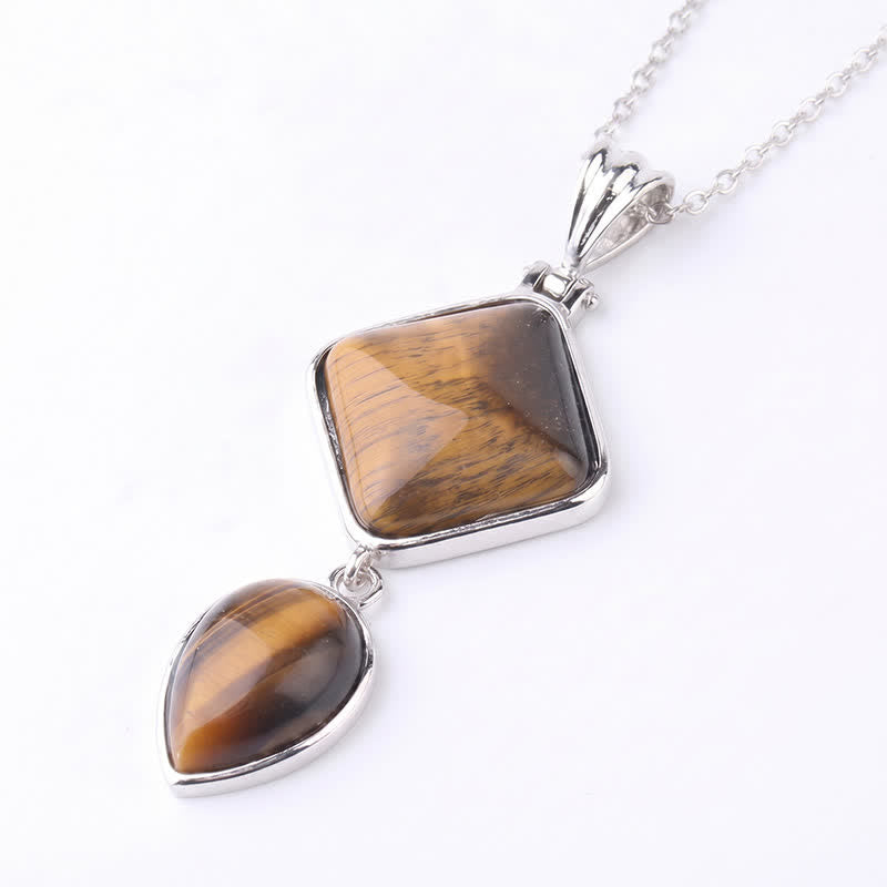 Buddha Stones Natuurstenen opaal dubbele hanger rustgevende Ketting - Tijgeroog - image 14