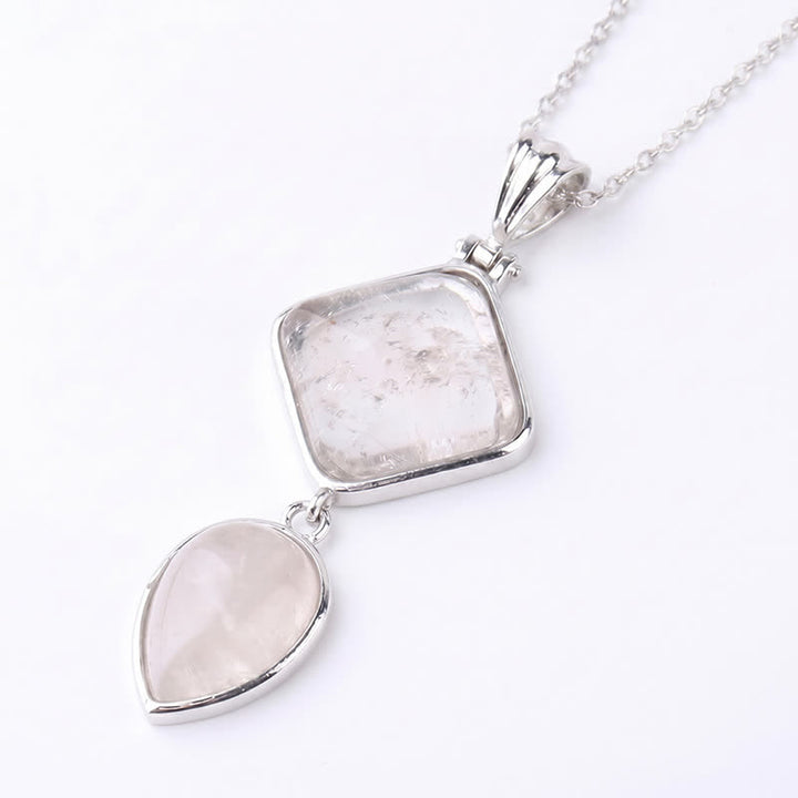 Buddha Stones Natuurstenen opaal dubbele hanger rustgevende Ketting - Helder kwarts - image 28