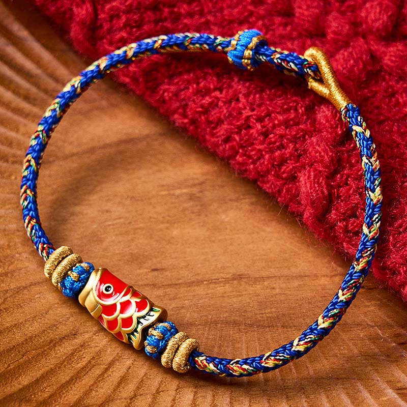Buddha Stones Handgeweven Armband met koi-vismotief voor geluk - Blauw met koi-visaccessoire - image 16