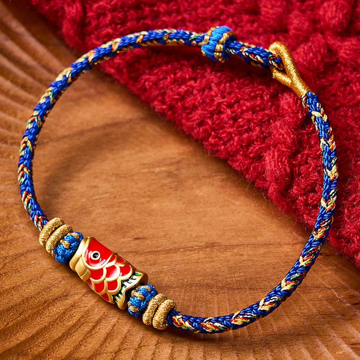 Buddha Stones Handgeweven Armband met koi-vismotief voor geluk - Blauw met koi-visaccessoire - image 16