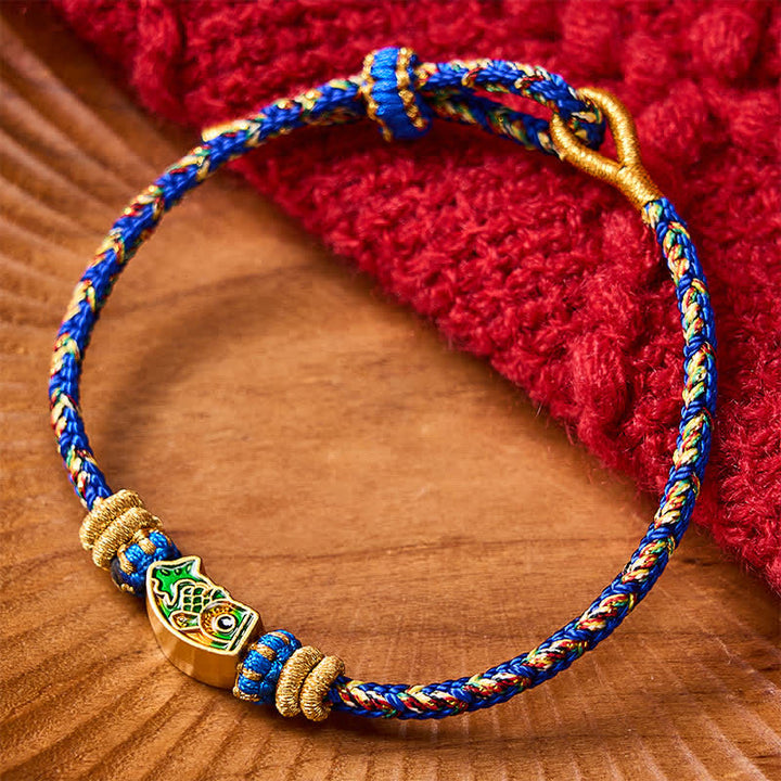 Buddha Stones Handgeweven armband van touw met koi-vismotief . - Blauw (Polsomtrek: 15-18 cm) - image 15
