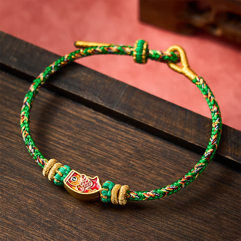 Buddha Stones Handgeweven armband van touw met koi-vismotief . - image 1