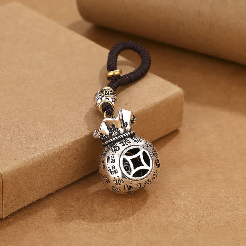 Buddha Stones Sleutelhangers met het symbool van de koperen Fu geldzak en zegen. - image 3