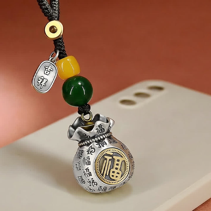 Buddha Stones Sleutelhangers met het Copper Fu-personage en de tekst "Blessing Fortune Bag" - image 1