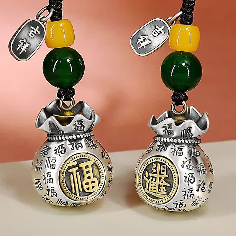 Buddha Stones Sleutelhangers met het Copper Fu-personage en de tekst "Blessing Fortune Bag" - image 9