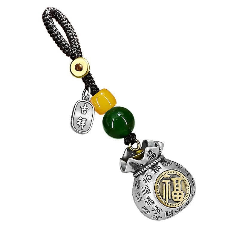 Buddha Stones Sleutelhangers met het Copper Fu-personage en de tekst "Blessing Fortune Bag" - image 4