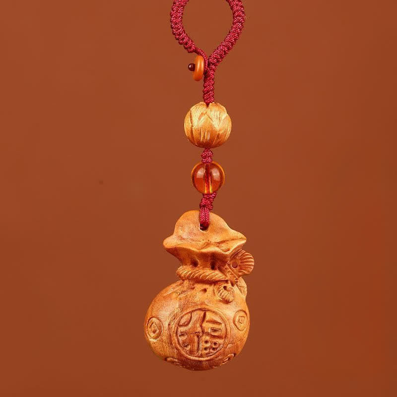 Buddha Stones Sleutelhangers met lotusbloemmotief en afbeelding van perzikhout. - Lotus Rode Touw - image 9