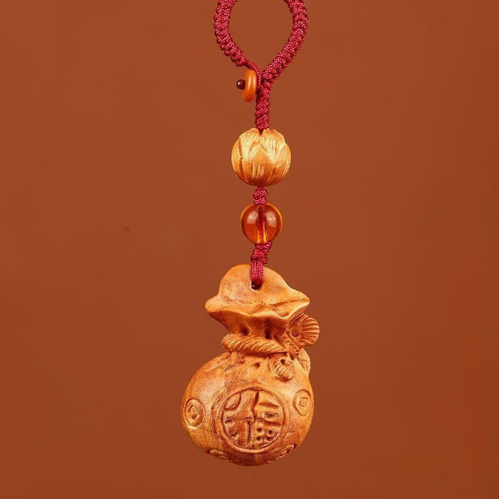 Buddha Stones Sleutelhangers met lotusbloemmotief en afbeelding van perzikhout. - Lotus Rode Touw - image 9