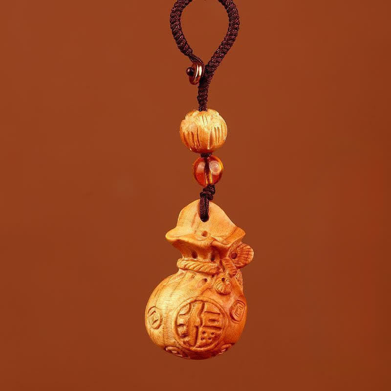 Buddha Stones Sleutelhangers met lotusbloemmotief en afbeelding van perzikhout. - Lotus Bruin Touw - image 8