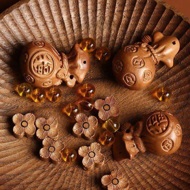 Buddha Stones Sleutelhangers met lotusbloemmotief en afbeelding van perzikhout. - image 12