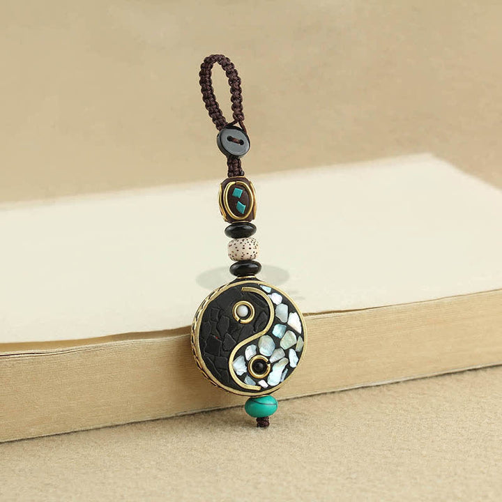 Buddha Stones Wengehouten Yin Yang hanger, harmonie Sleutelhangers - image 1