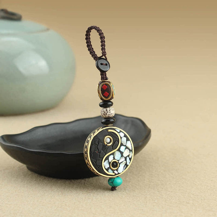 Buddha Stones Wengehouten Yin Yang hanger, harmonie Sleutelhangers - Yin Yang (Balans ♥ Harmonie) - image 0