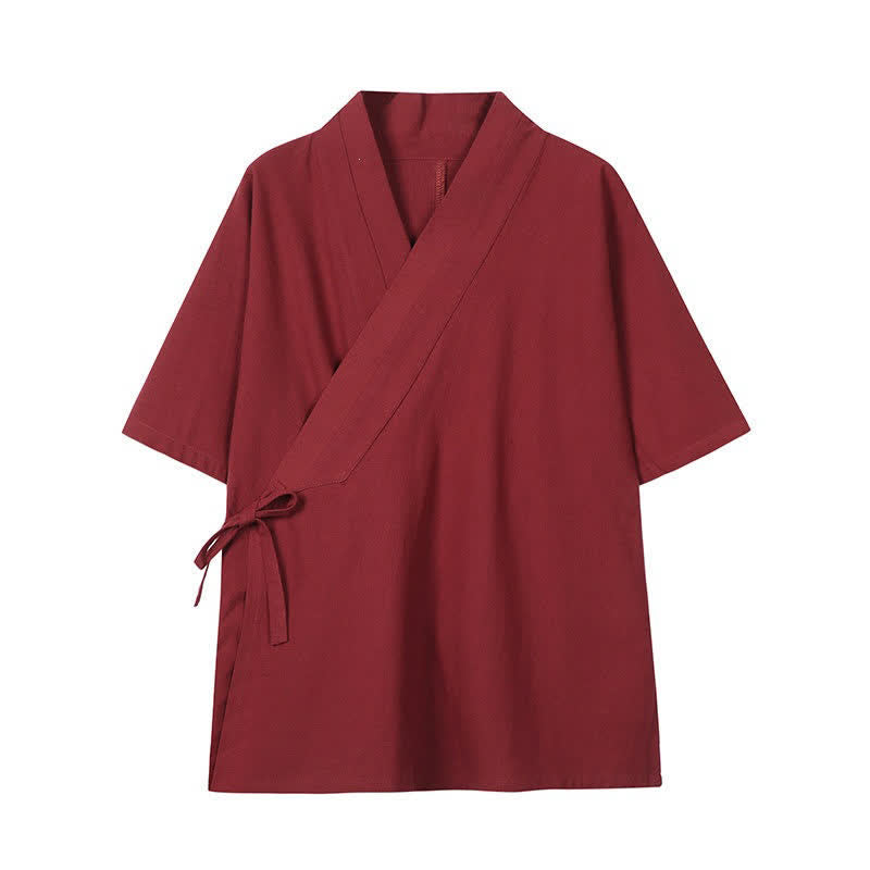 Buddha Stones Lente/Zomer Minimalistische Kimono met Trekkoord, Effen Katoen/Linnen voor Heren - Vuurvaste steen - US/UK/AU46, EU56 (5XL) - image 0