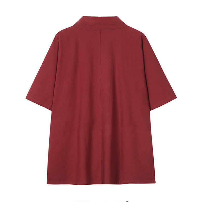 Buddha Stones Lente/Zomer Minimalistische Kimono met Trekkoord, Effen Katoen/Linnen voor Heren - image 1