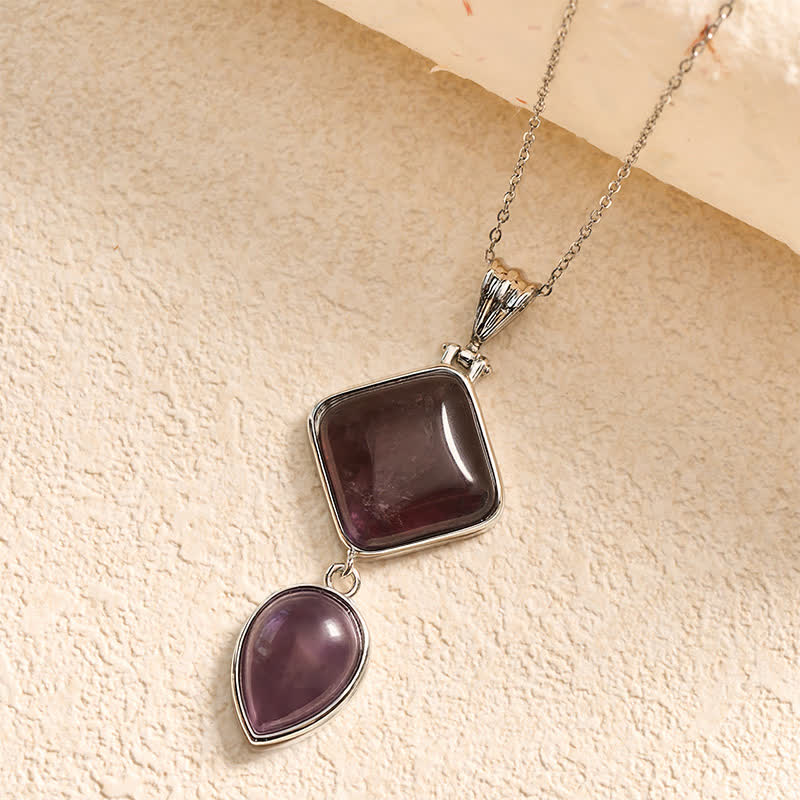 Buddha Stones Natuurstenen opaal dubbele hanger rustgevende Ketting - Amethist - image 6