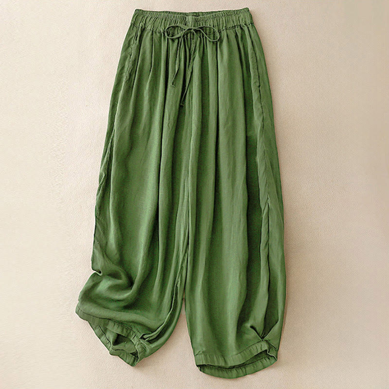 Buddha Stones Zomerse dames capri broek met elastische Taille , Cropped en Zakken. - Zeegroen - US8-10，UK/AU12-14，EU40-42 (2XL) - image 27