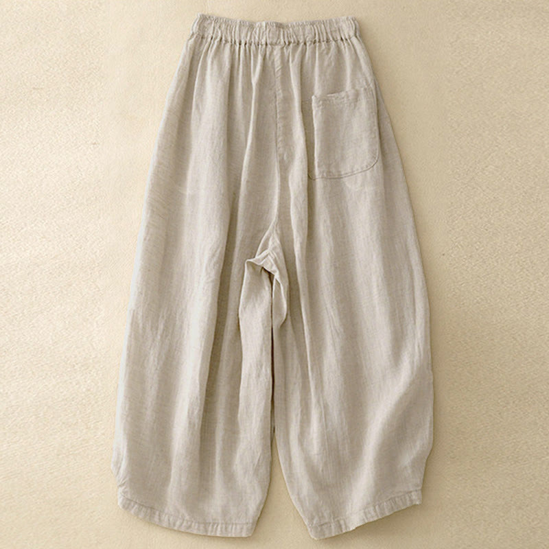Buddha Stones Zomerse dames capri broek met elastische Taille , Cropped en Zakken. - image 1