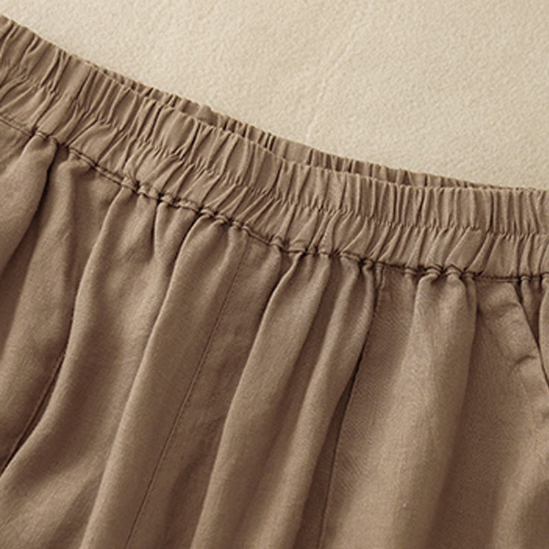 Buddha Stones Zomerse, casual, effen, elastische, rechte shorts voor dames met Zakken - image 1