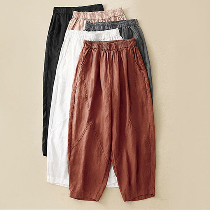 Buddha Stones Casual effen Cropped broek voor dames, harembroek met Zakken - image 29