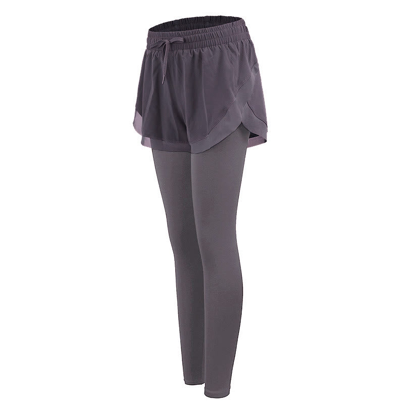 Buddha Stones 2-in-1 sportlegging voor buiten, fitnesslegging voor dames, yogabroek - Distel - US8-10, UK/AU12-14, EU40-42 (XL) - image 0