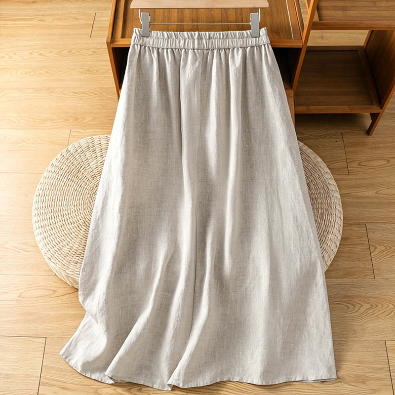 Buddha Stones Zomerse casual vintage rok met zijsplit, effen bloemenprint en zakken - image 1