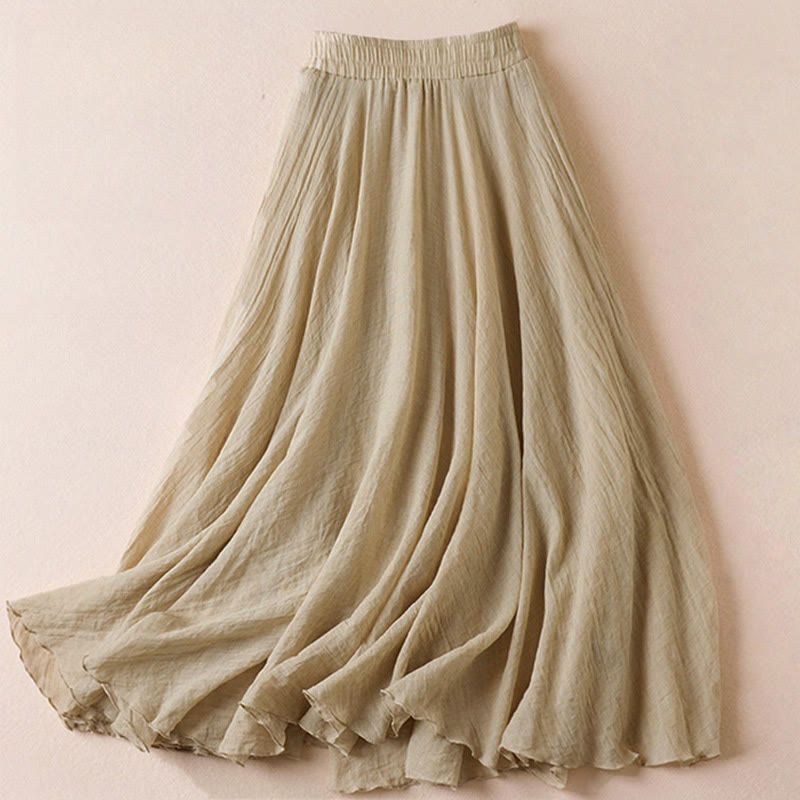 Buddha Stones Vintage casual damesrok in effen kleur met hoge Taille - image 1