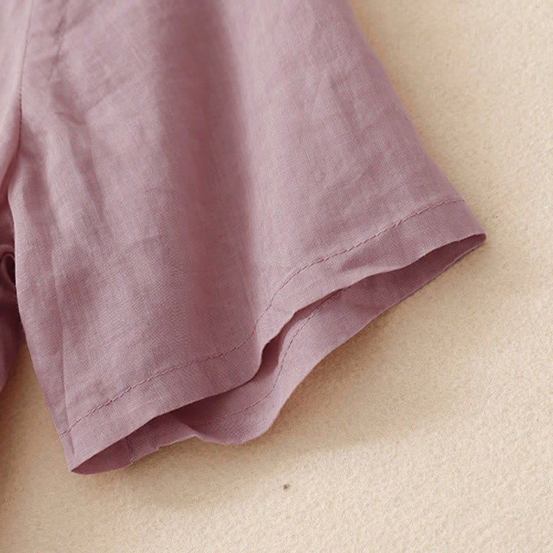 Buddha Stones Casual damesblouse met geborduurde bloemen, V-hals en losse Mouwlengte . - image 10
