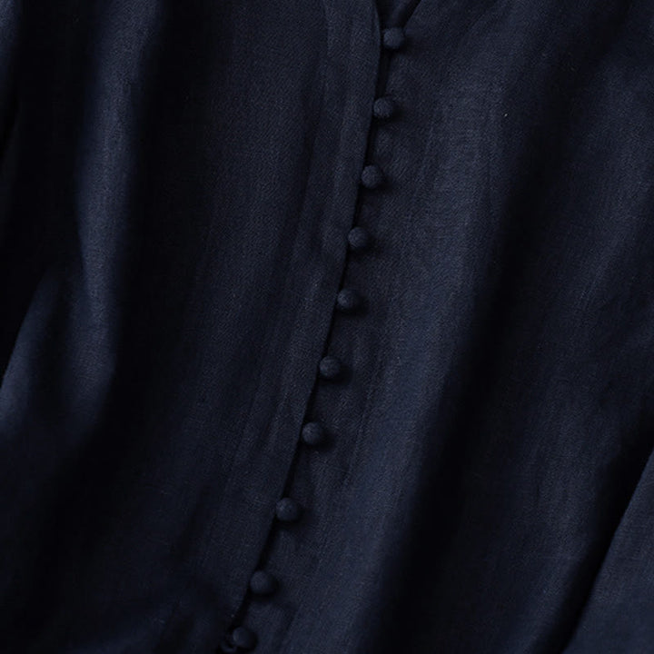 Buddha Stones Damesblouse met V-hals en Lange mouw - image 9