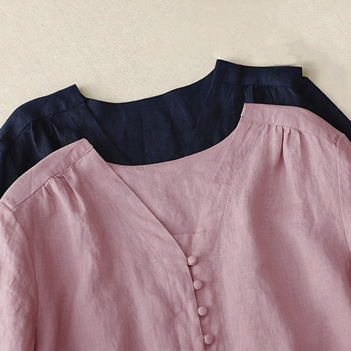 Buddha Stones Damesblouse met V-hals en Lange mouw - image 12
