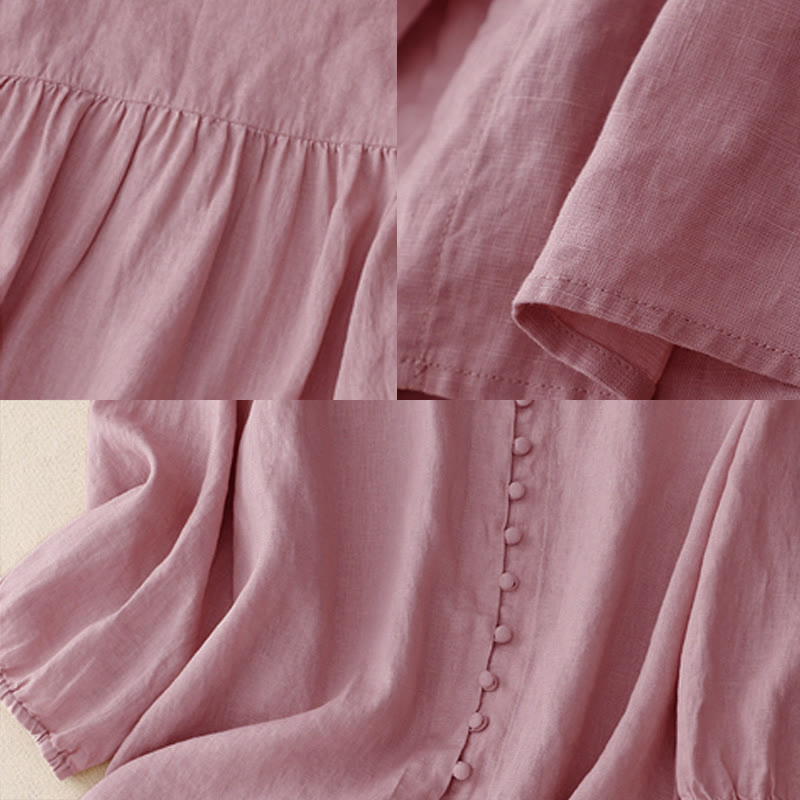Buddha Stones Damesblouse met V-hals en Lange mouw - image 2