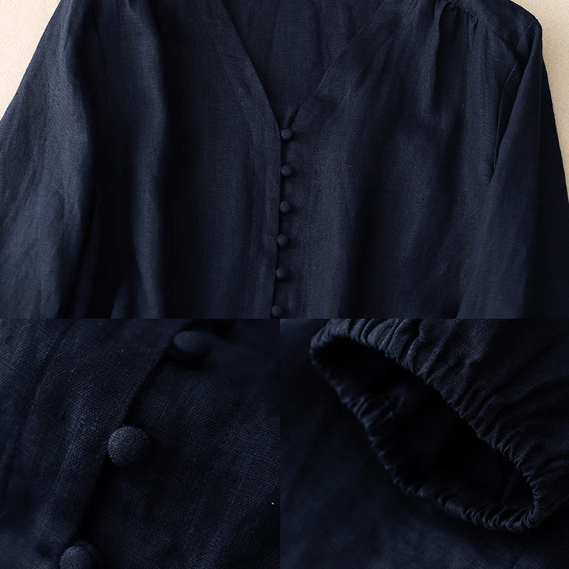 Buddha Stones Damesblouse met V-hals en Lange mouw - image 8