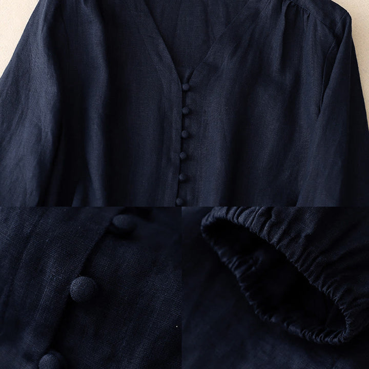 Buddha Stones Damesblouse met V-hals en Lange mouw - image 8