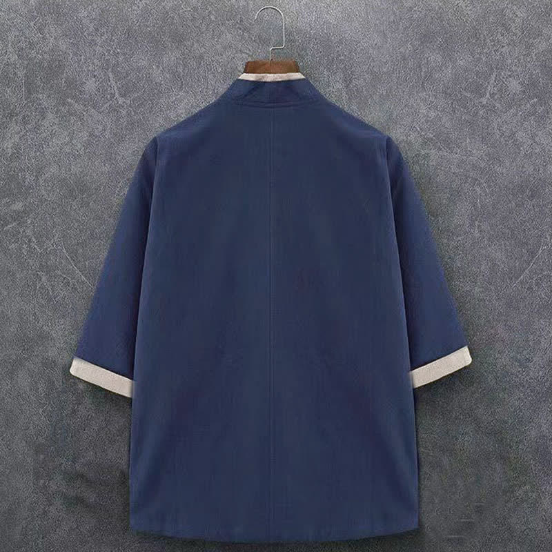 Buddha Stones Lente/Zomer Minimalistische Casual Kimono met Knoopsluiting en Driekwart mouw, Gemaakt van Effen Katoen - image 1