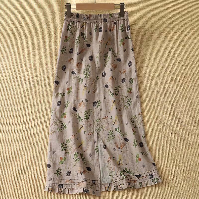 Buddha Stones Zomerse casual boho damesrok met bloemenprint en zakken - image 1