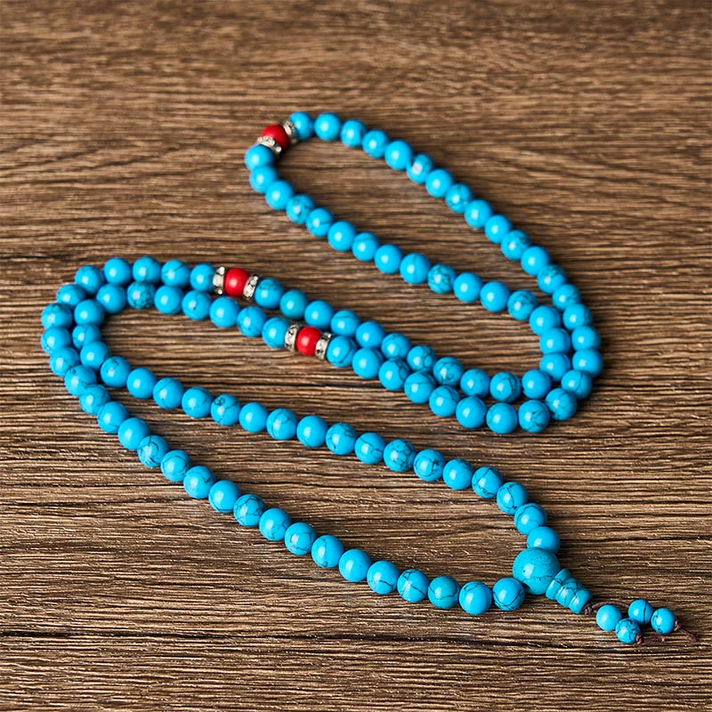 Buddha Stones Turquoise Tibetaanse ronde Mala met 108 kralen - image 3