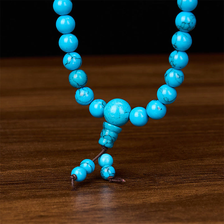 Buddha Stones Turquoise Tibetaanse ronde Mala met 108 kralen - image 5