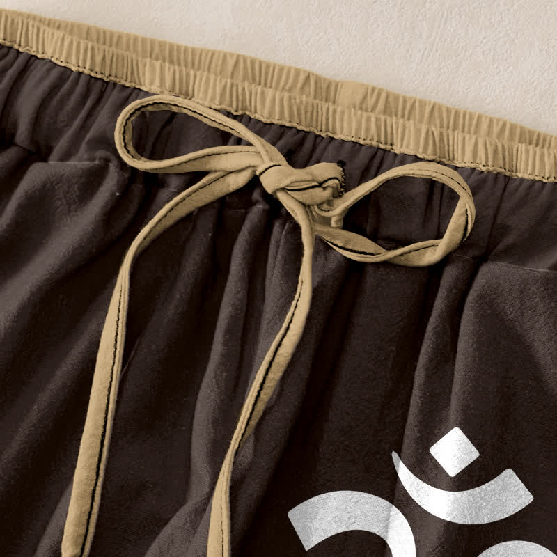 Buddha Stones Damesbroek van 100% Cotton met Zen Lotus Om-patroon, elastische Taille en Zakken. - image 1