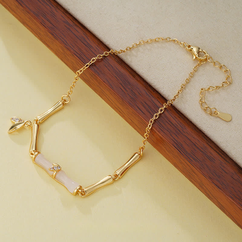 Buddha Stones Koperen enkelketting met bamboebladeren Enkelband voor welvaart - image 3