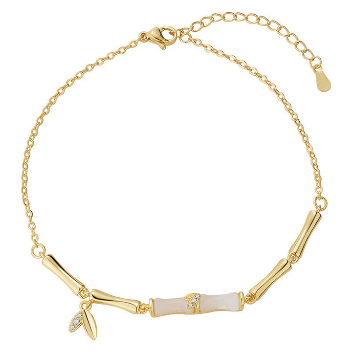 Buddha Stones Koperen enkelketting met bamboebladeren Enkelband voor welvaart - image 9