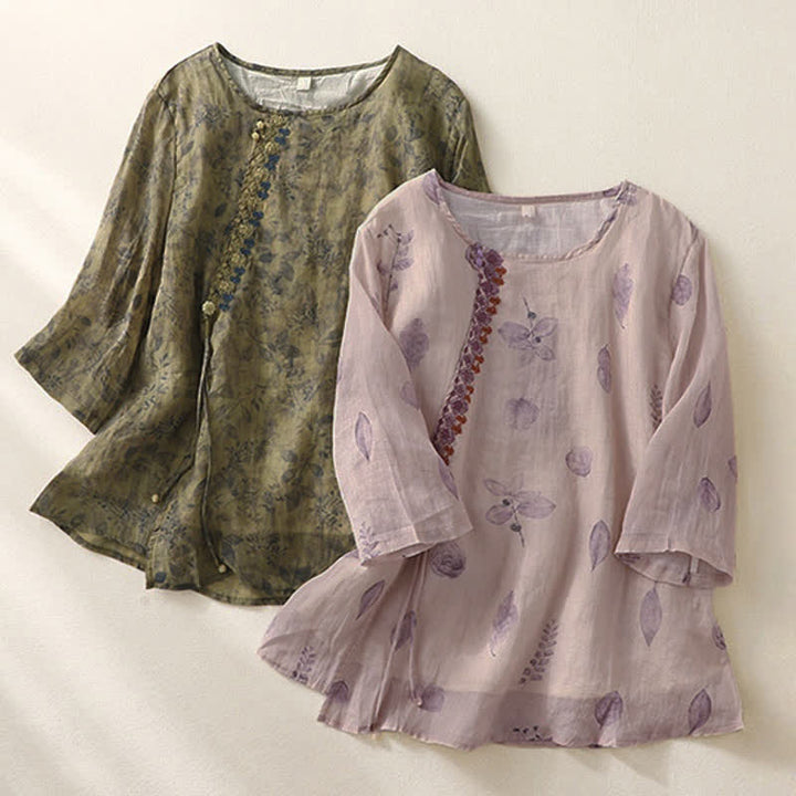 Buddha Stones Damesblouse met driekwartmouwen en geborduurd Mouwlengte - image 20