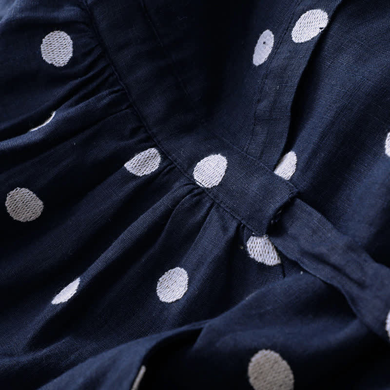 Buddha Stones Midi jurk voor dames met V-hals, vetersluiting en Zakken. - image 5