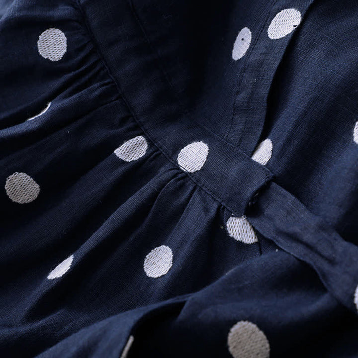Buddha Stones Midi jurk voor dames met V-hals, vetersluiting en Zakken. - image 5