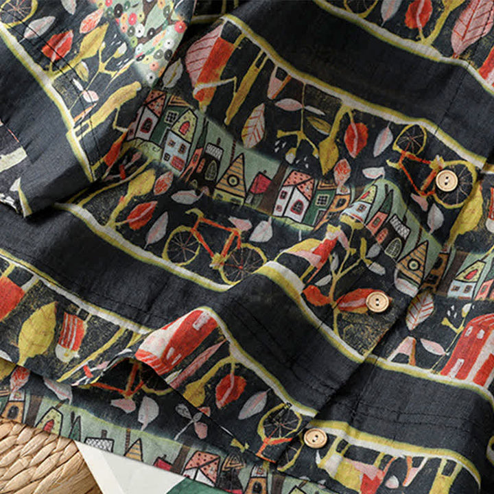 Buddha Stones Damesoverhemd van polyester met V-hals en driekwartmouwen, met plantenprint en Mouwlengte . - image 15